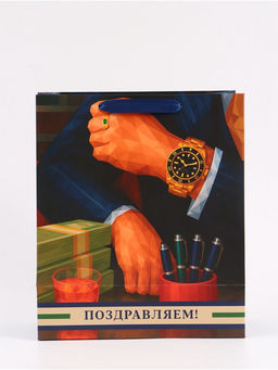 Цена за 2 шт. Пакет подарочный «Поздравляем», 23×27×11.5 см