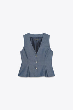 PEPLUM WAISTCOAT WITH LINEN - Zara фото 18