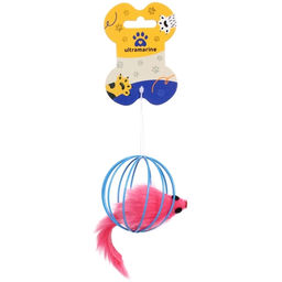 Цена за 6 шт. Игрушка - мячик для кошек "ИГРУЛИК", мышка, цвет голубой / розовый, d - 6см