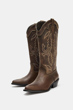 LEATHER COWBOY BOOTS - Zara фото 11
