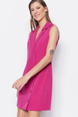Fusya Dugme Detayl? Kolsuz Dokuma Mini Ceket Elbise TWOSS19AP0280