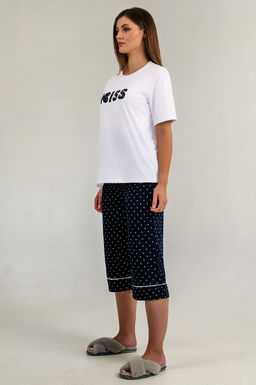 Арт. 9165 Пижама с бриджами 44-50 (4шт) Цвет:верх-белый,низ-темно-синий - Калинка фото 9