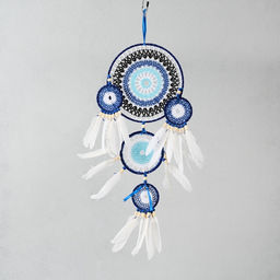 Ловец снов амулет от сглаза 5 колец «Назар», с перьями, 20×55 см