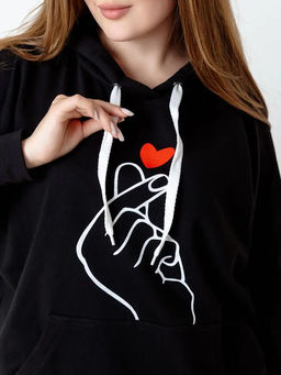 Толстовка худи с модным корейским жестом Я тебя люблю Арт. 1025