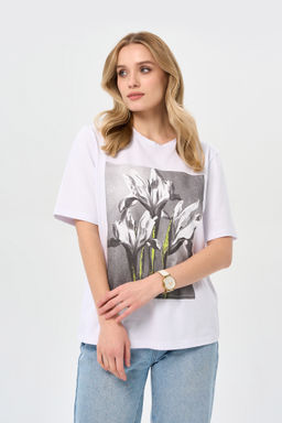 95% хлопок, 5% эластан футболка ирисы, блуза - Prima linea фото 5