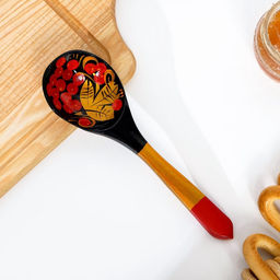 Цена за 10 шт. Ложка деревянная хохлома «Ягодка», салатная, 6×21 см