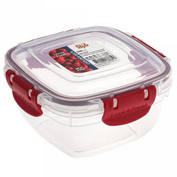 Контейнер для продуктов пластмассовый Мастер 0,5л, 12х12х6,5см, квадратный, с клипсами, воздухонепроницаемый (герметичный), съемный силиконовый уплотнитель, подходит для СВЧ, цвета микс (Россия) - Домашняя мода фото 4