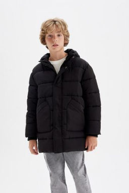 Erkek Cocuk Su Itici Kapusonlu Fermuarl? C?tc?t Kapamal? Cepli Parka