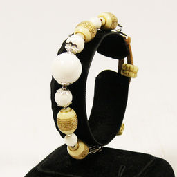 Браслет из агата белого со шнуром 19 см - Сувенир-камни фото 2