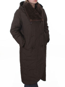 A617 BROWN Пальто зимнее женское (верблюжья шерсть, 120 гр. холлофайбер)