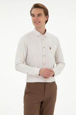 Мужская рубашка песочного цвета с длинным рукавом Неожиданная скидка в корзине