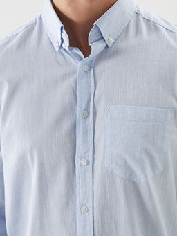 Regular Fit Uzun Kollu Keten Kar???ml? Erkek G?mlek