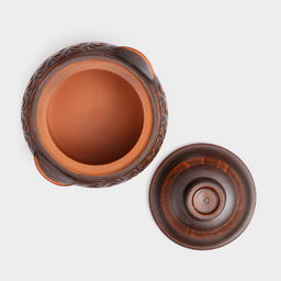 Горшок для запекания с крышкой «Лоли», декор, красная глина, 600 мл, микс