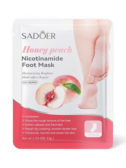 Цена за 2 шт. Отшелушивающая маска-носки для ног Sadoer, персик, 35 г