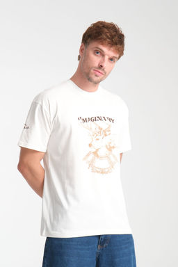 TRENDYOL MAN Beyaz Oversize/Genis Kesim Geyik Bask?l? %100 Pamuk T-Shirt TMNSS25TS00201 - Trendyolmilla фото 6