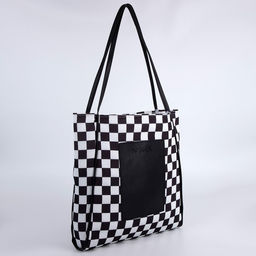 Сумка - шопер с нашивкой NAZAMOK Бело-чёрный, 40387 см  фото 5