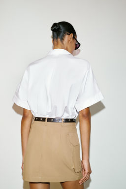 CAMISA MANGA CORTA POPEL?N / Blanco - Zara фото 6