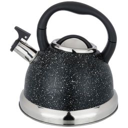 ЧАЙНИК AGNESS СО СВИСТКОМ, СЕРИЯ BLACK MARBLE3,0 Л И СКЛАДЫВАЮЩЕЙСЯ РУЧКОЙ, ИНДУКЦ. КАПСУЛЬНОЕ ДНО