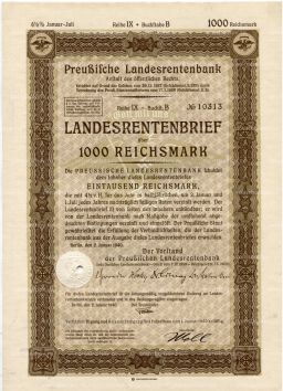 Облигация 4,5% 1000 рейхсмарок 1940 года Германия