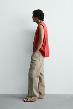 PANTAL?N FLARE FIT ESTRUCTURA ALGOD?N / Beige - Zara фото 4