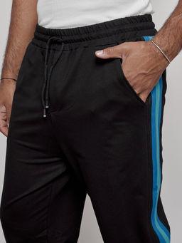 Широкие спортивные штаны трикотажные мужские черного цвета 12903Ch - Mtforce фото 5