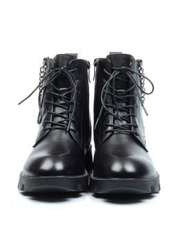 01-CYL94-D1 BLACK Ботинки демисезонные женские (натуральная кожа, байка)