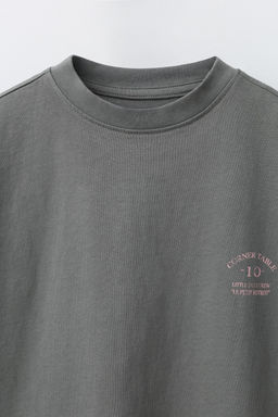 CAMISETA TEXTO / Gris antracita - Zara фото 3