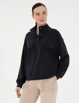 Siyah Comfort Fit Sweatshirt
