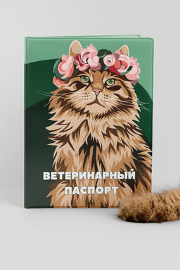 Обложка для ветеринарного паспорта "Beautiful cat", 16х11,3 см, (плотность 280 мкм)