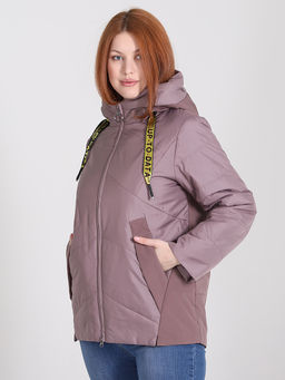 Куртка весенняя женская больших размеров на молнии - Almond фото 2