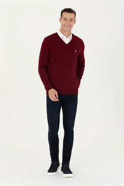 U. S. Polo Assn Мужской бордово-красный базовый свитер - U.s. polo assn фото 4