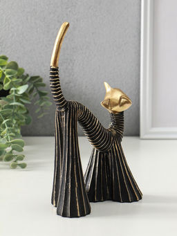 Сувенир полистоун "Кошка в клёшах" чёрно-золотая 7,5х15х25 см