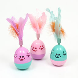 Игрушка-неваляшка Перьевой фонтан для кошек, 20 см, микс цветов - Пижон фото 5