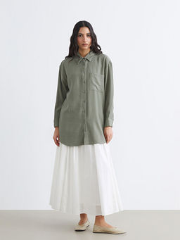 Dokulu Oversize Kad?n G?mlek Tunik