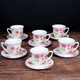 Чайный набор 12 предметов 250 мл / new 836-12G /уп 8/ костяной фарфор - Галеонтрейд фото 2