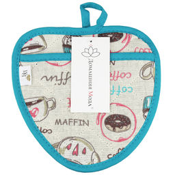 Прихватка с запахом 20х20см Вкусняшки, форма Клубника, рогожка 171г/м2, хлопок 100%, наполнитель - ватин 280г/м2, на пластмассовом подвесе, Домашняя мода (Россия)