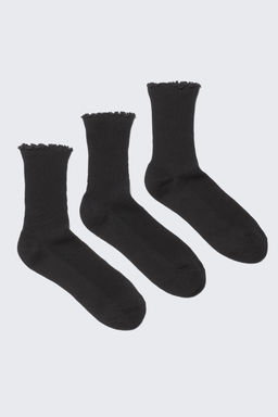 Pack de 3 calcetines con bordes rizados