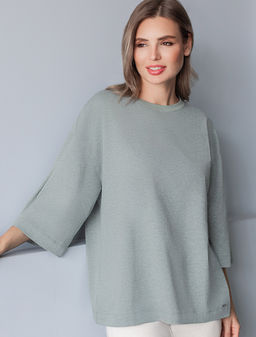 VILATTE / Свободная футболка из эластичного хлопка  фото 9