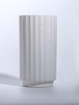 Ваза для цветов «Абиджил», линии, h=21, d=11 см, керамика, белая