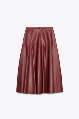 ZW COLLECTION LEATHER EFFECT MIDI SKIRT - Zara фото 6