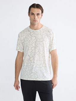 Bisiklet Yaka Desenli Erkek Penye Ti??rt