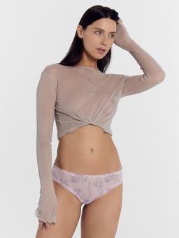 Цена за 2 штуки! Трусы женские бразилиана розовые с контурными веточками контурные веточки на розовом 412479