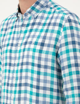 Turkuaz Regular Fit %100 Keten G_mlek
