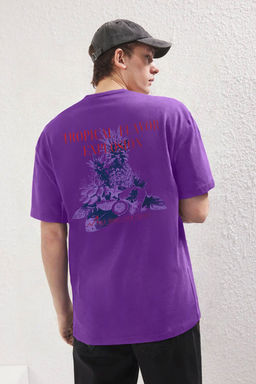 TRENDYOL MAN Gri Oversize/Genis Kesim Meyve S?rt Bask?l? %100 Pamuk T-Shirt TMNSS25TS00052 - Trendyolmilla фото 2