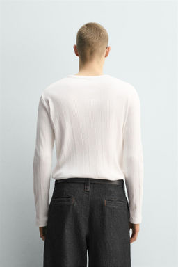 TEXTURED HENLEY COLLAR T-SHIRT - Zara фото 3