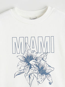 Miami Bask?l? K?z ?ocuk Kal?n Sweatshirt