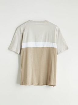 Bisiklet Yaka Renk Bloklu Penye Erkek Ti??rt