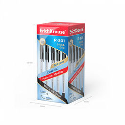 Цена за 50 шт. Ручка шариковая ErichKrause R-301 Stick&Grip Classic 1.0, цвет чернил красный (в коробке по 50 шт.)