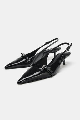 FAUX-PATENT KITTEN HEEL SLINGBACKS - Zara фото 2