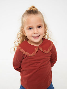 Bebe Yaka Uzun Kollu Nak?? Detayl? K?z Bebek Sweatshirt